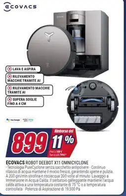Trony Ecovacs robot deebot X11 omnicyclone offerta