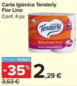 Carrefour Market Carta Igienica Tenderly Fior Lino offerta