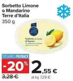 Carrefour Market Sorbetto Limone o Mandarino Terre d'Italia offerta