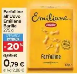 Carrefour Market Farfalline all'Uovo Emiliane Barilla offerta