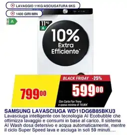 Trony SAMSUNG LAVASCIUGA WD11DG6B85BKU3 offerta