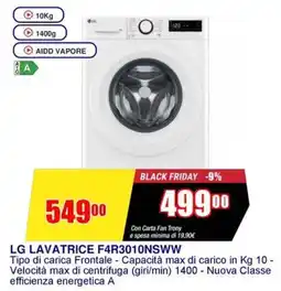 Trony LG LAVATRICE F4R3010NSWW offerta