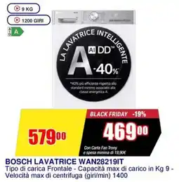 Trony BOSCH LAVATRICE WAN28219IT offerta