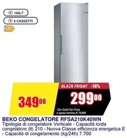 Trony BEKO CONGELATORE RFSA210K40WN offerta