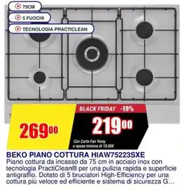 Trony BEKO PIANO COTTURA HIAW75223SXE offerta