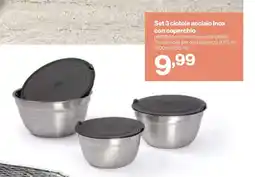 In'S Mercato Set 3 ciotole acciaio Inox con coperchio offerta