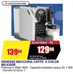 Trony Didiesse macchina caffe' a cialde milkside offerta
