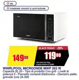 Trony WHIRLPOOL MICROONDE MWP 203 W offerta