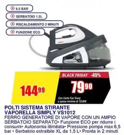 Trony POLTI SISTEMA STIRANTE VAPORELLA SIMPLY VS1012 offerta