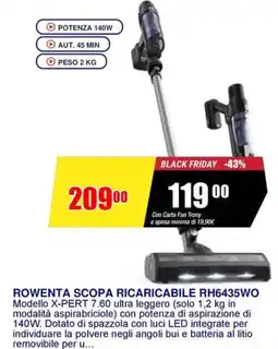 Trony ROWENTA SCOPA RICARICABILE RH6435WO offerta