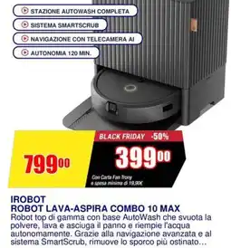 Trony Irobot robot lava-aspira combo 10 max offerta