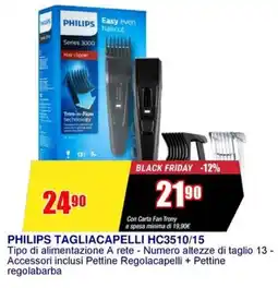 Trony PHILIPS TAGLIACAPELLI HC3510/15 offerta