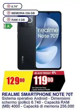 Trony REALME SMARTPHONE NOTE 70T offerta