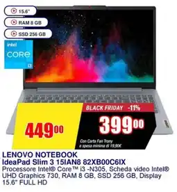 Trony LENOVO NOTEBOOK IdeaPad Slim 3 15IAN8 82XB00C6IX offerta