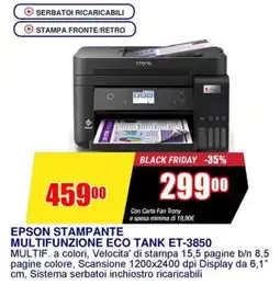 Trony EPSON STAMPANTE MULTIFUNZIONE ECO TANK ET-3850 offerta