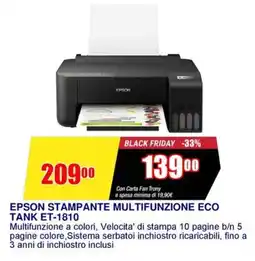Trony EPSON STAMPANTE MULTIFUNZIONE ECO TANK ET-1810 offerta
