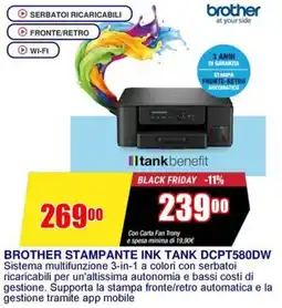 Trony BROTHER STAMPANTE INK TANK DCPT580DW offerta