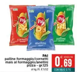Altasfera PAI palline formaggio/cornetti mais al formaggio/anellini pizza offerta
