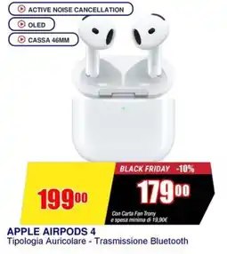 Trony Apple airpods 4 offerta