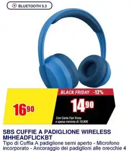 Trony SBS CUFFIE A PADIGLIONE WIRELESS MHHEADFLICKBT offerta