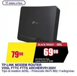 Trony TP-LINK MODEM ROUTER VDSL FTTC FTTS ARCHERVR1200V offerta
