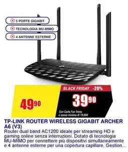Trony Tp-link router wireless gigabit archer A6 (V3) offerta