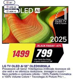 Trony LG TV OLED AI 55" OLED55B56LA offerta