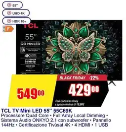 Trony TCL TV Mini LED 55" 55C69K offerta