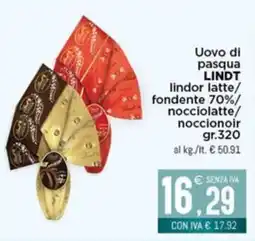 Altasfera Uovo di pasqua LINDT lindor latte/ fondente 70%/ nocciolatte/ noccionoir offerta