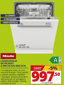 Comet Miele LAVASTOVIGLIE DA INCASSO G 5663 SCVI/G 5653 SCVI offerta