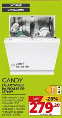 Comet CANDY LAVASTOVIGLIE DA INCASSO CIP 3E7LOW offerta