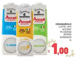 Eté Granarolo latte uht accadi' 1% grassi intero scremato offerta