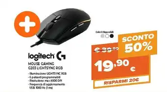 Expert G203 prodigy mouse usb tipo a 6000 dpi mano destra offerta