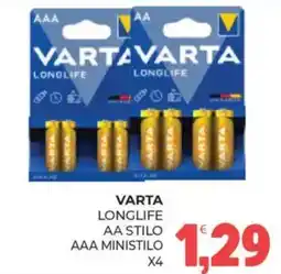 Eté Varta longlife aa stilo AAA ministilo x4 offerta