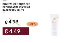 Prezzemolo e Vitale Dove whole body deo deodorante in crema raspberry offerta