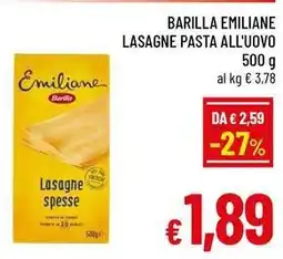 A&O Barilla emiliane lasagne pasta all'uovo offerta