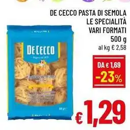 A&O De cecco pasta di semola le specialità offerta