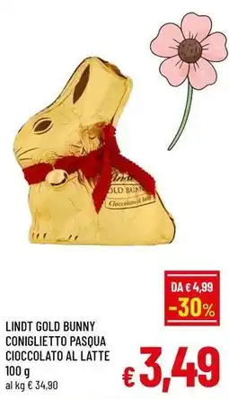 A&O Lindt gold bunny coniglietto pasqua cioccolato al latte offerta