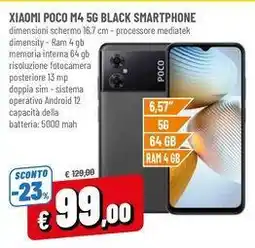 A&O XIAOMI POCO M4 5G BLACK SMARTPHONE SCONTO offerta