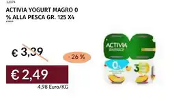Prezzemolo e Vitale Activia yogurt magro 0% alla pesca offerta