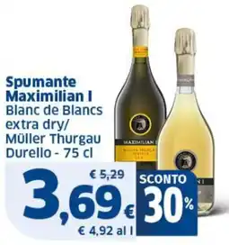 Sigma Spumante Maximilian I Blanc de Blancs extra dry/ Müller Thurgau Durello offerta