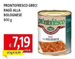 Famila Superstore Prontofresco greci ragù alla bolognese offerta