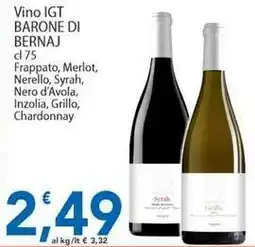 Sidis Vino IGT BARONE DI BERNAJ, Frappato, Merlot, Nerello, Syrah, Nero d'Avola, Inzolia, Grillo, Chardonnay offerta