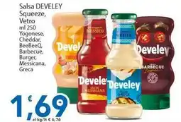 Sidis Salsa Develey Squeeze, Vetro, Yogonese, Cheddar, BeeBeeQ, Barbecue, Burger, Messicana, Greca offerta