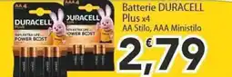 Sidis Batterie Duracell Plus x4 AA Stilo, AAA Ministilo offerta