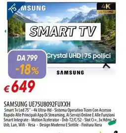Galassia SAMSUNG UE75U8092FUXXH offerta