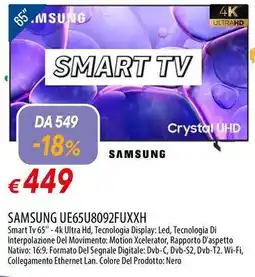 Galassia SAMSUNG UE65U8092FUXXH offerta