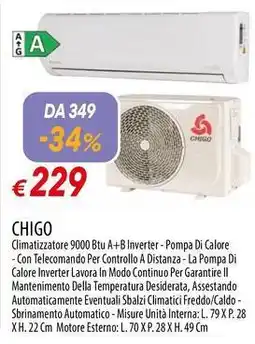 Galassia CHIGO Climatizzatore 9000 Btu A+B Inverter offerta