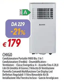 Galassia CHIGO Condizionatore Portatile 9000 Btu 3 In 1 offerta