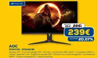 Euronics G2 27g2ae/bk led display 68,6 cm (27") 1920 x 1080 pixel full hd nero, rosso offerta